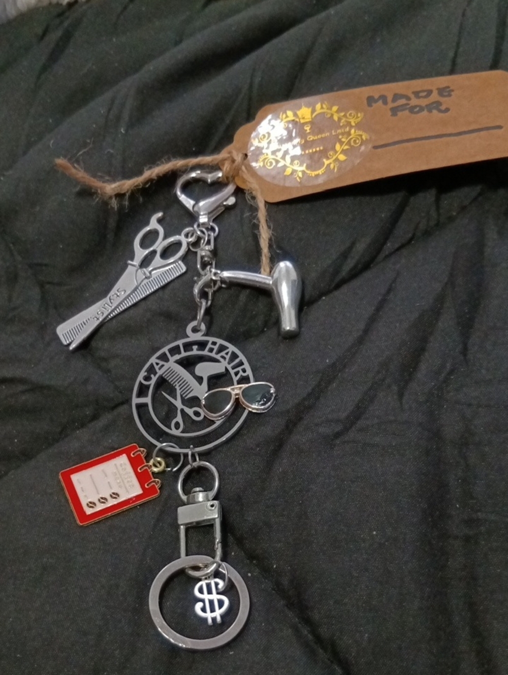 Salon Tools Keychain Charm - Silver and RedCustom,H.M.